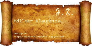Héder Klaudetta névjegykártya